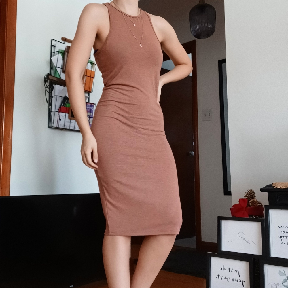 🌱Host Pick🌱 Nude Bodycon Midi Dress, Forever 21